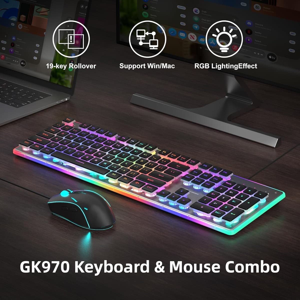 MAGEGEE GK970 COMBO / NOIR / ÉCLAIRAGE RGB