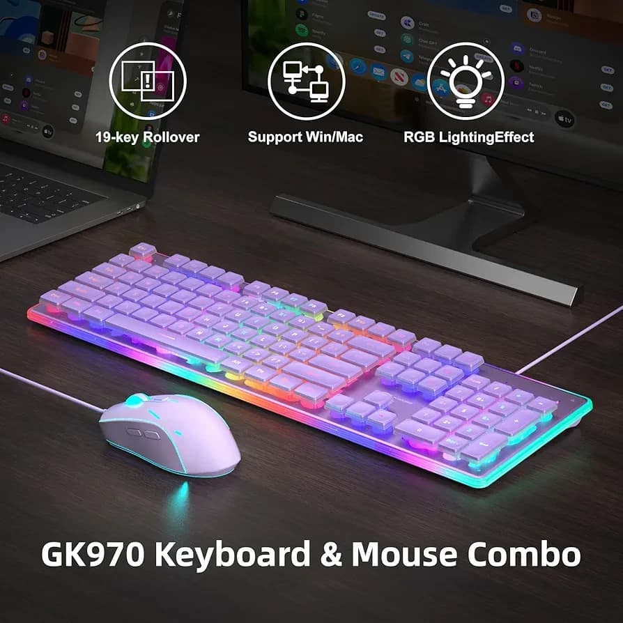 MAGEGEE GK970 COMBO BLANC / ÉCLAIRAGE RGB